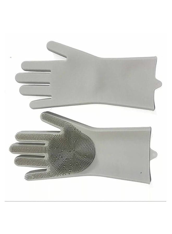 Reusable Silicone Cleaning Brush Scrubber Gloves Grey One Size
