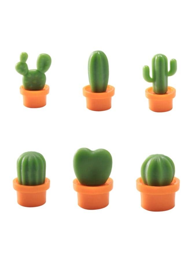 6-Piece Decorative Cactus Fridge Magnet Set Green/Orange 8.75x6.2x2.75cm