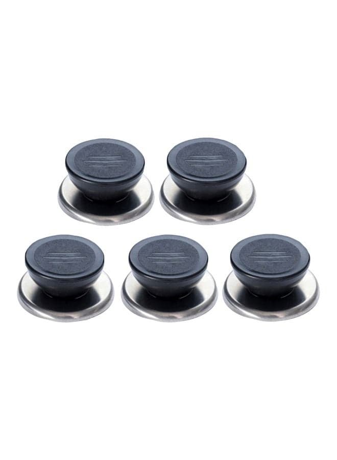 5-Piece Stainless Steel Pot Lid Handle Silver/Black 5x3x4cm