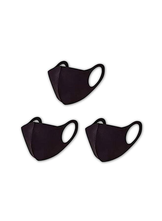 (Pack Of 3) Washable And Reusable Space Cotton Dust Black Face Mask For Adults