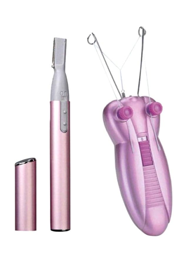 Electric Thread Hair Removal Machine With Micro Touch Trimmer Set Pink