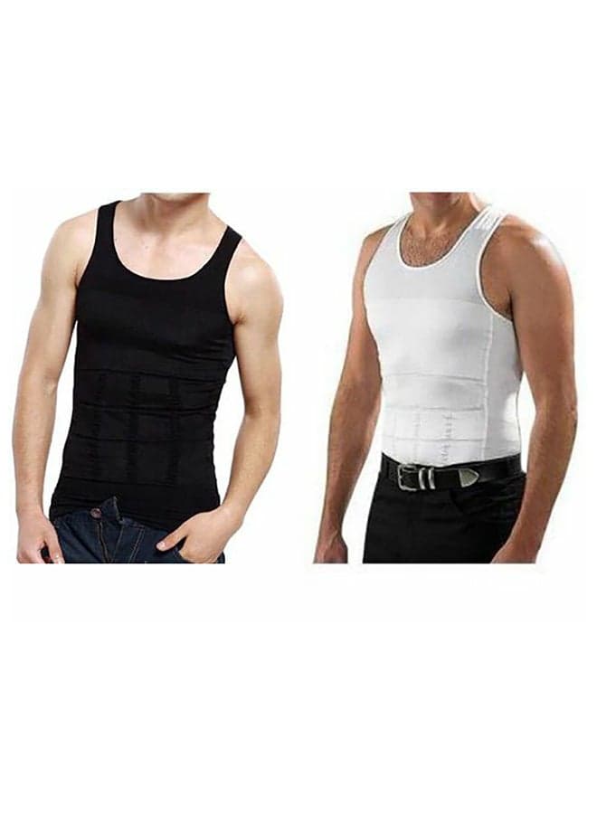 2-Piece Sleeveless Slimming Shapewear Undershirt Set Black/White