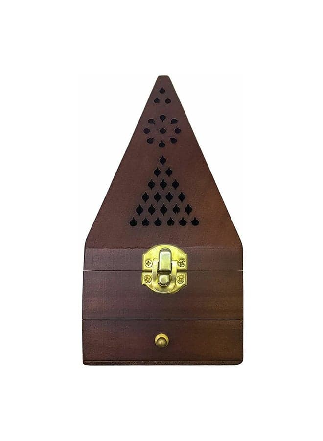 Wooden Triangle Incense Burner Box Brown