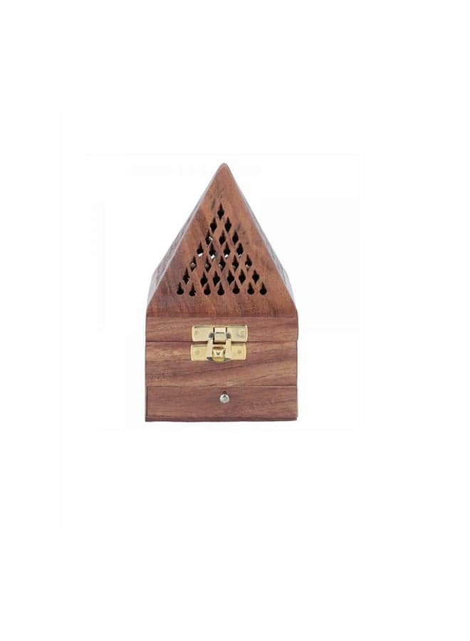 Wooden Indian Censer For Oud And Dakhoon Brown