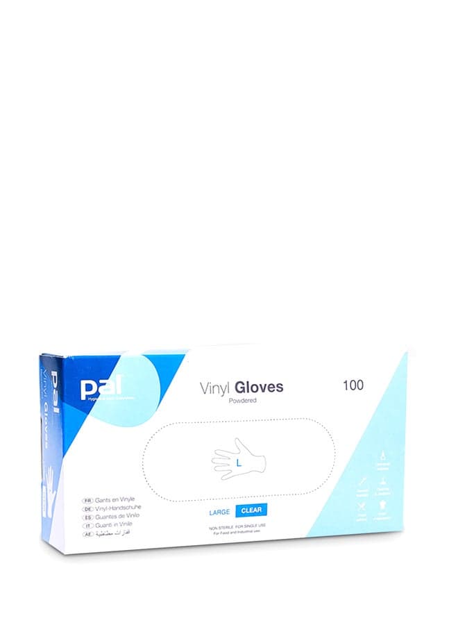 100-Piece Vinyl Gloves Clear Large
