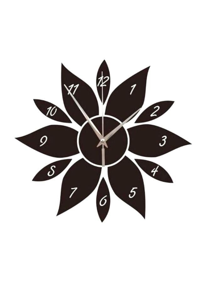 DIY Mirrored Sticker Pattern Wall Clock Black 38x35cm