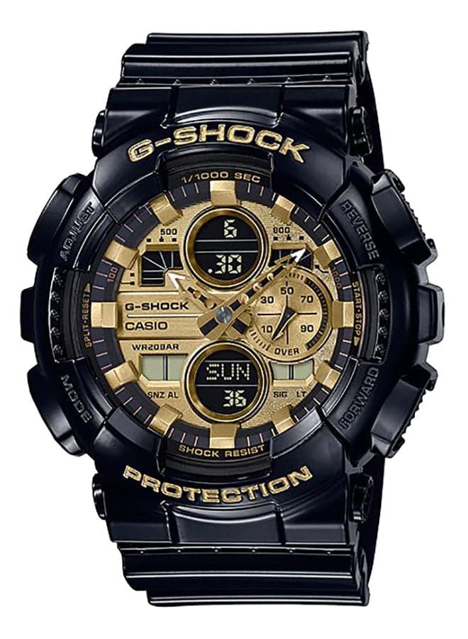 Round Shape Resin Band Analog & Digital Wrist Watch 55 mm - Black - GA-140GB-1A1DR