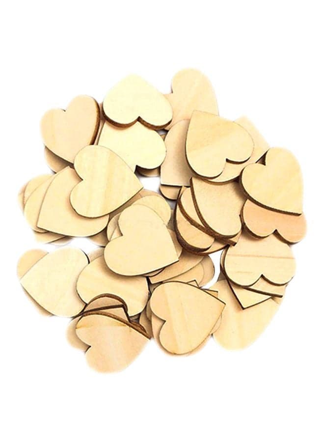 Pack Of 50 DIY Wooden Hanging Hearts Beige 4cm