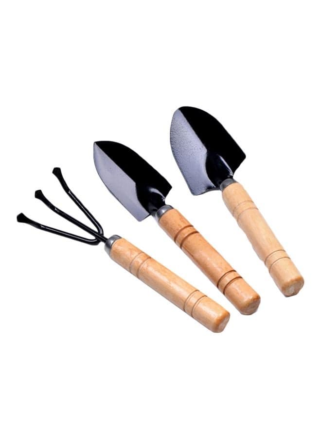 3-Piece Plant Care Gardening Tool Set Black/Beige