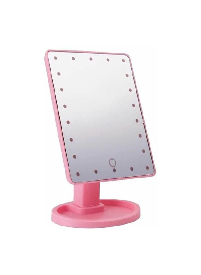 Adjustable LED Touch Screen Makeup Mirror Pink