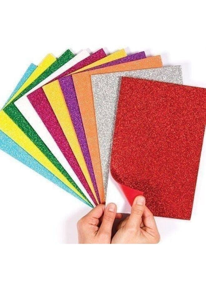 10 Sheets A4 Size Self-adhesive Glitter Foam