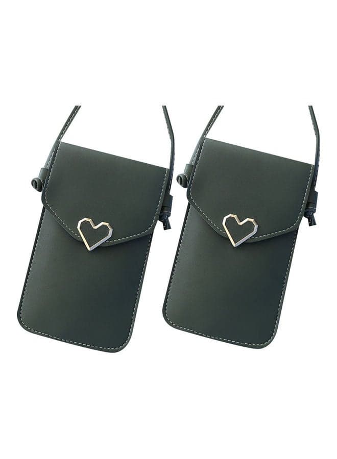 2Pcs Love Heart Transparent Shoulder Crossbody Bag Phone Touch Screen Purse Black