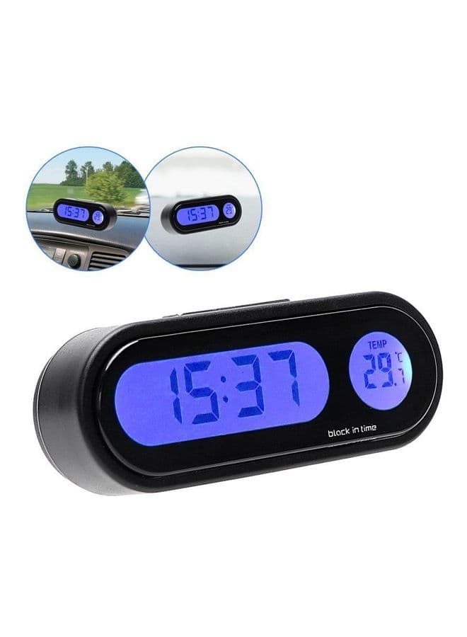Car Mini Electronic Clock Time Watch Auto Dashboard Clocks Luminous Thermometer Black Digital Display Car Accessories