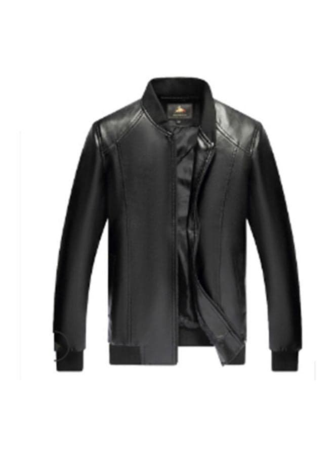 Casual Leather Jacket Black