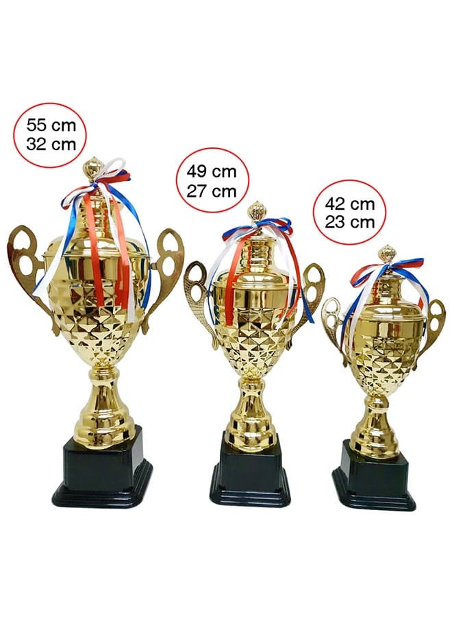 3-Piece Electroplating Decoration Trophy Set Gold 55cm