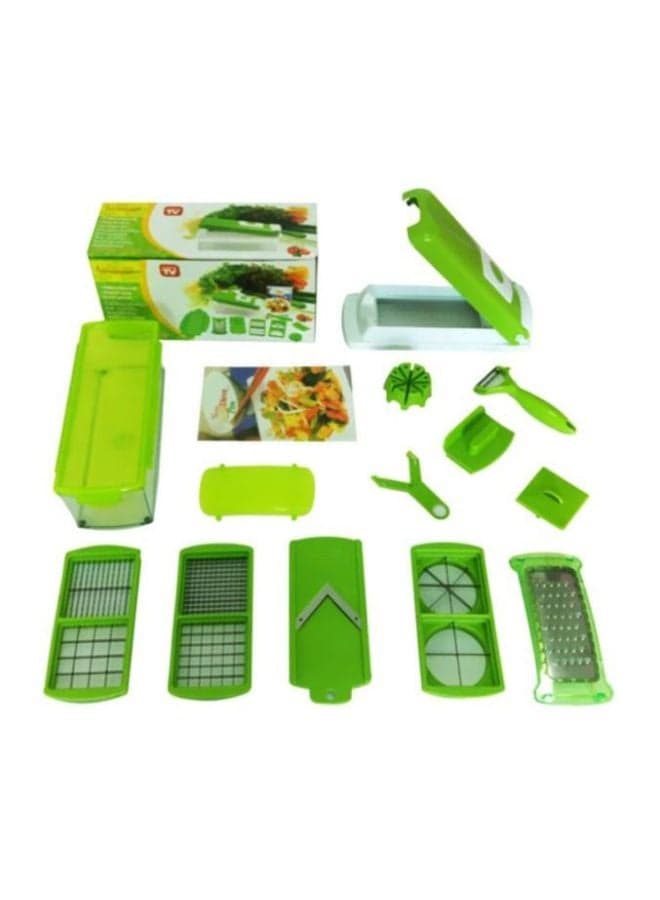 12-Piece Super Slicer And Chopper Set Green/White/Silver 11.5x4.7x6inch