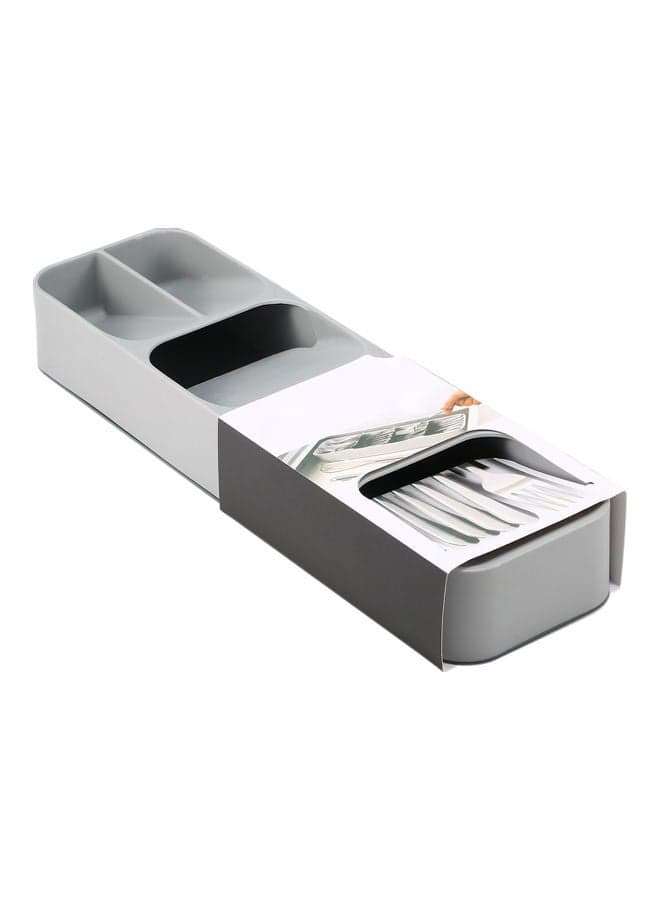 Tableware Storage Box Kitchen Drawer Storage Box Tray for Cutlery Soup Spoon Knife and Fork Partition Organizer for Party Restaurant Grey 40*6*12cm