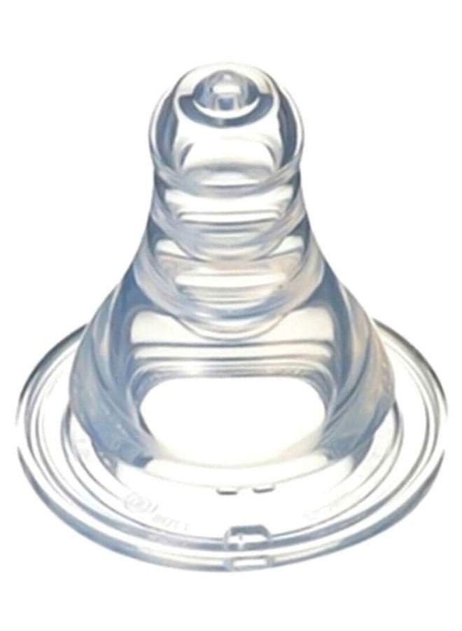 Peristaltic Silicone Slim Neck Nipple, Medium Flow, 4-5+ M - Clear