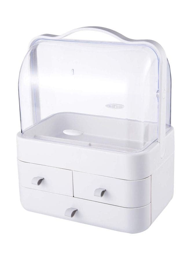 Makeup Organizer With Dustproof Lid White/Clear