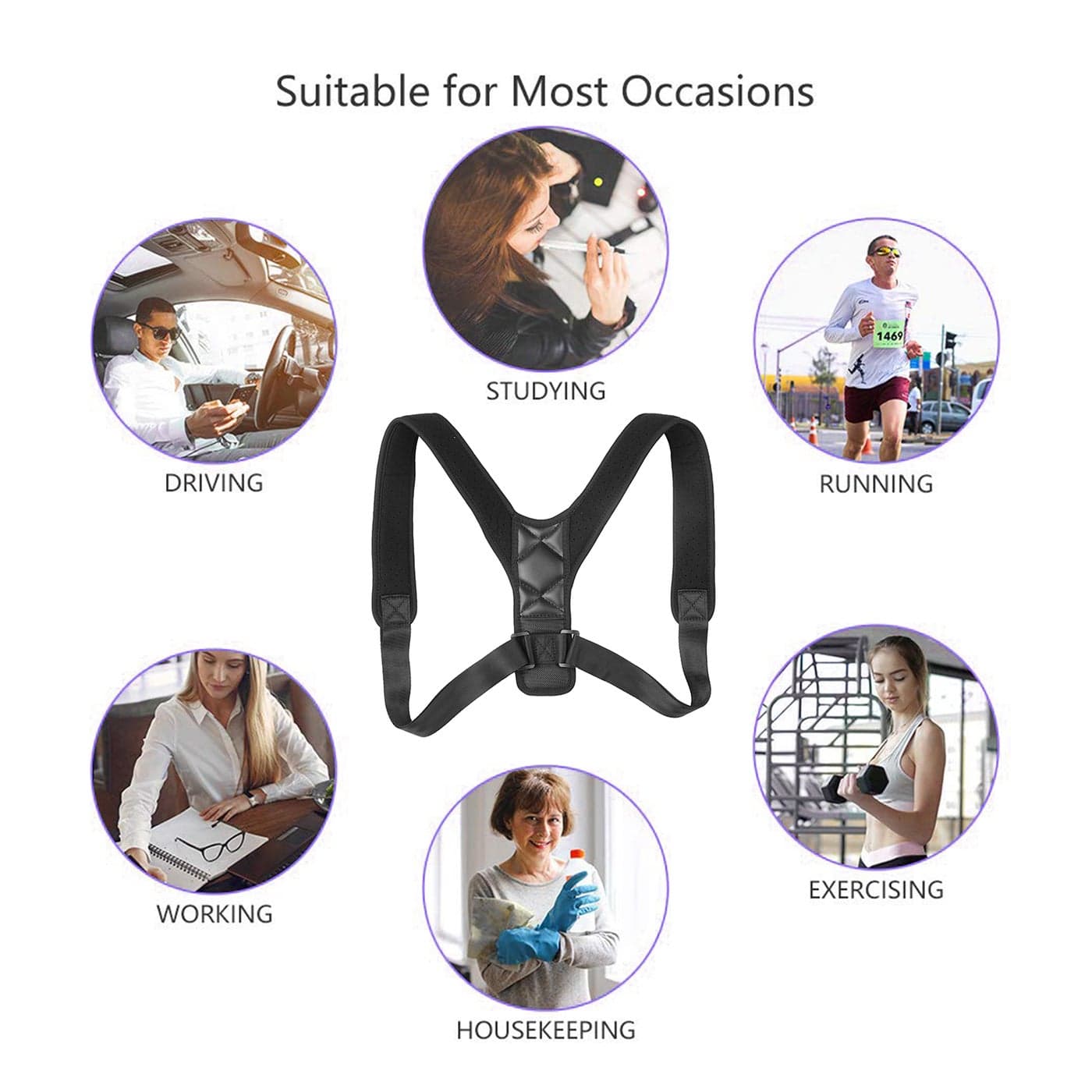 Medium Size Adjustable Posture Corrector Braze For Men And Women Black 25.00 X 4.00 X 17.00