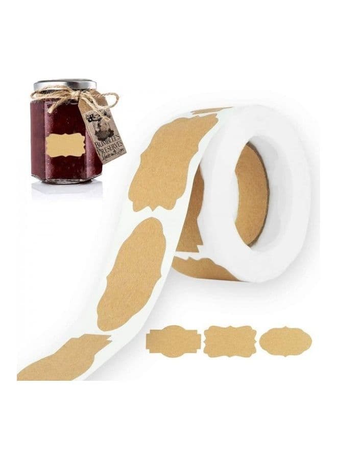 300-Piece Kraft Labels Stickers Roll Tag Brown/White