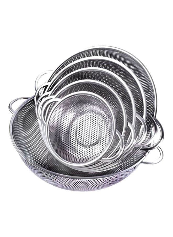 6-Piece Colander Strainer Set Silver 31.5cm