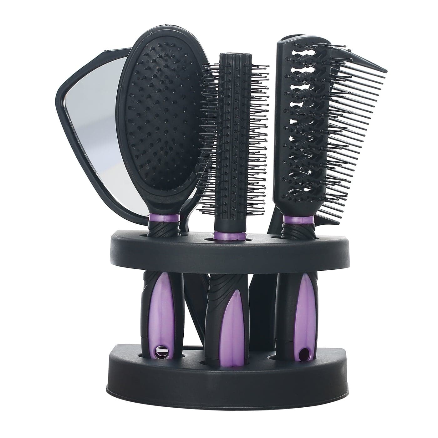 Set of 5 Professional Salon Hair Combs And Mirror Set Purple 23 X 11 X 16cm