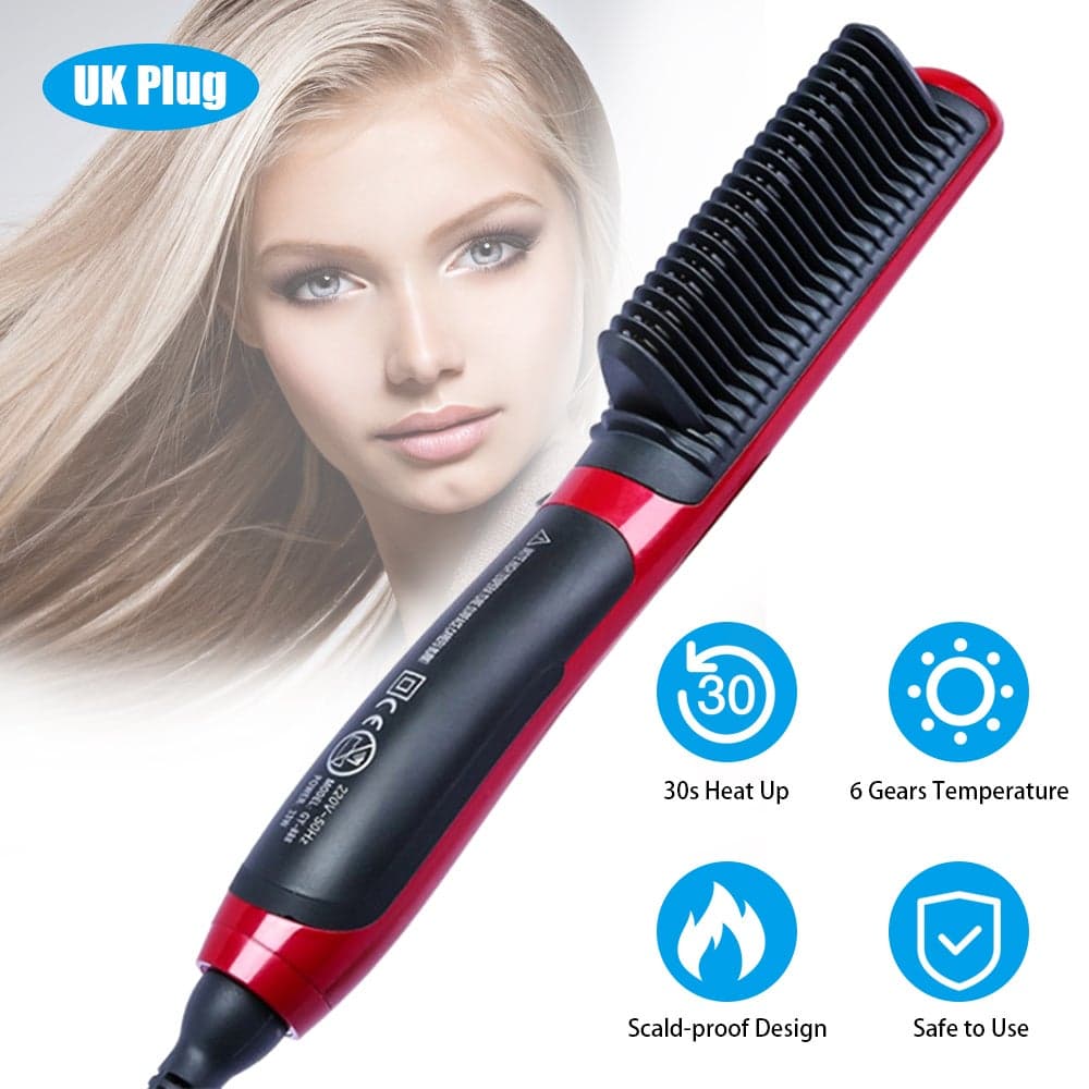 Electric Portable Multifunctional Straightening Comb Black / Red 31X5.5X10cm