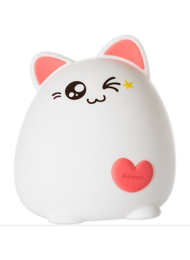 Cat Shaped LED Night Lamp White/Pink