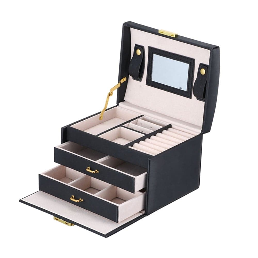 Fashionable PU Leather Jewelry Box Black