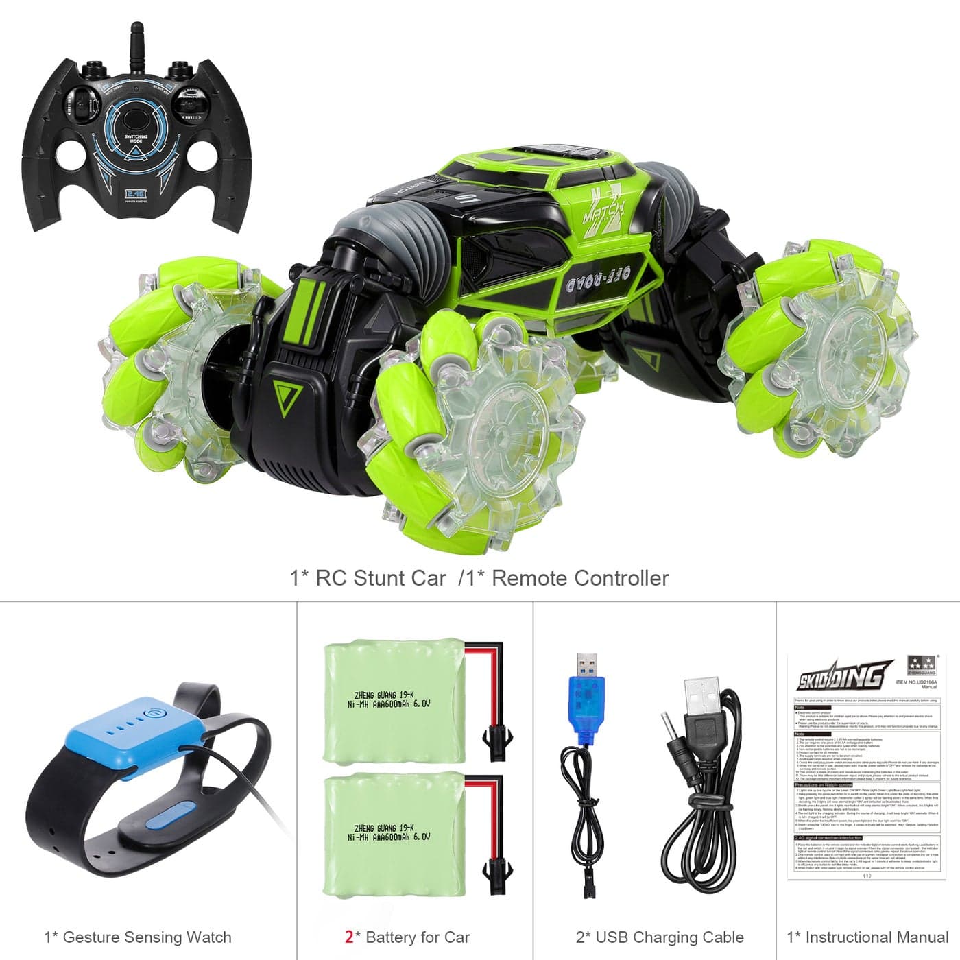 4WD Gesture Sensor Control Deformable Electric All-Terrain Transformable LED Light Stunt Car 32cm