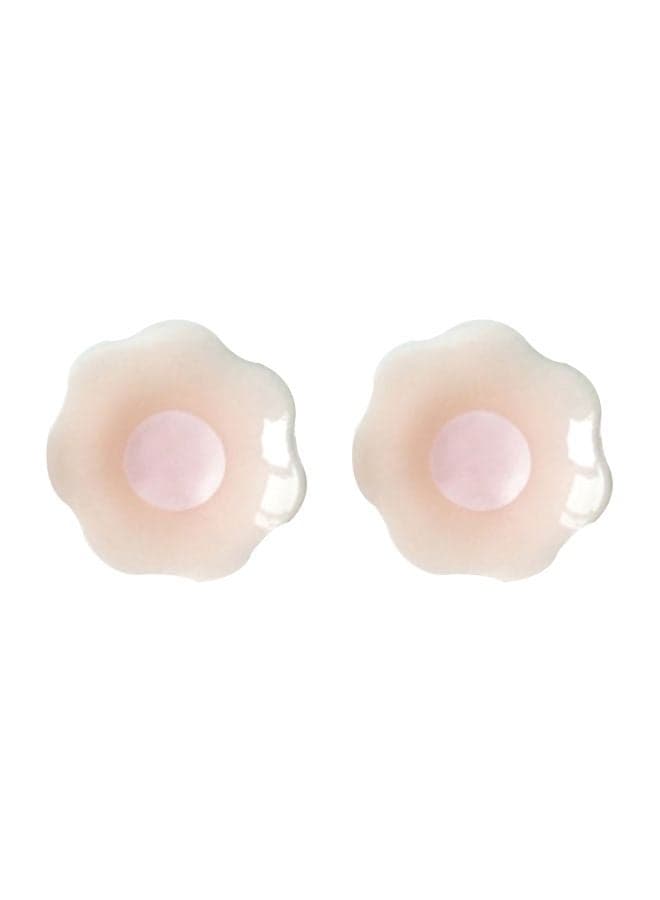 Pair Of Flower Shape Nipple Pad Beige