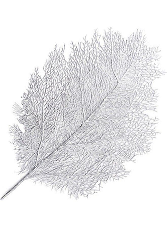 Decorative Heat Resistant Leaf Pattern Table Placemat Silver 56x38cm