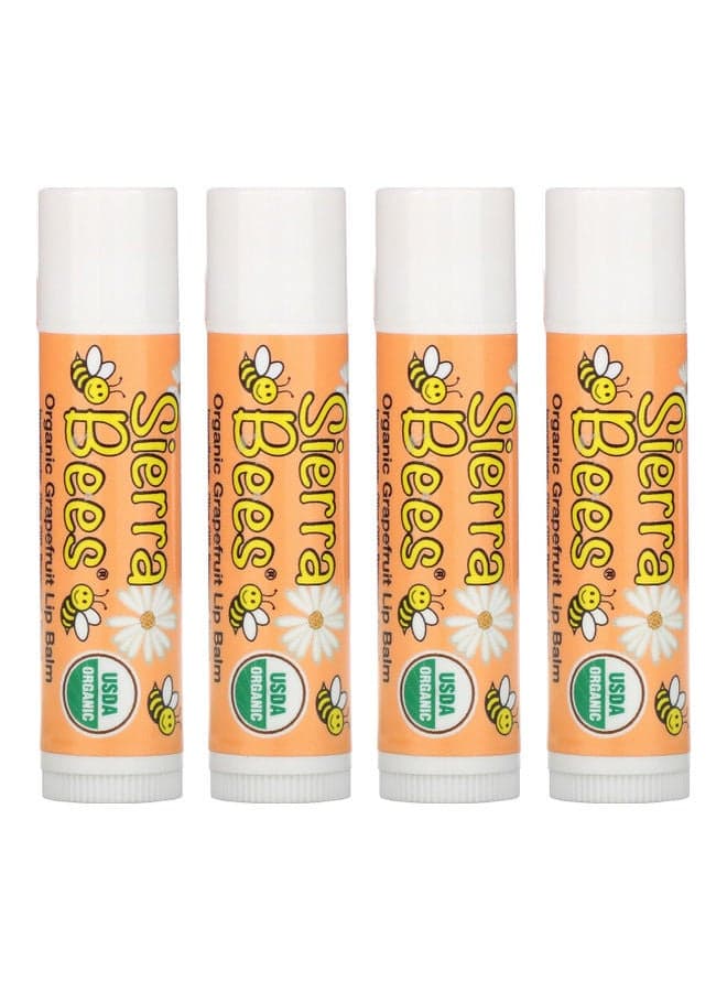 Pack Of 4 Organic Lip Balms Grapefruit 4.25grams