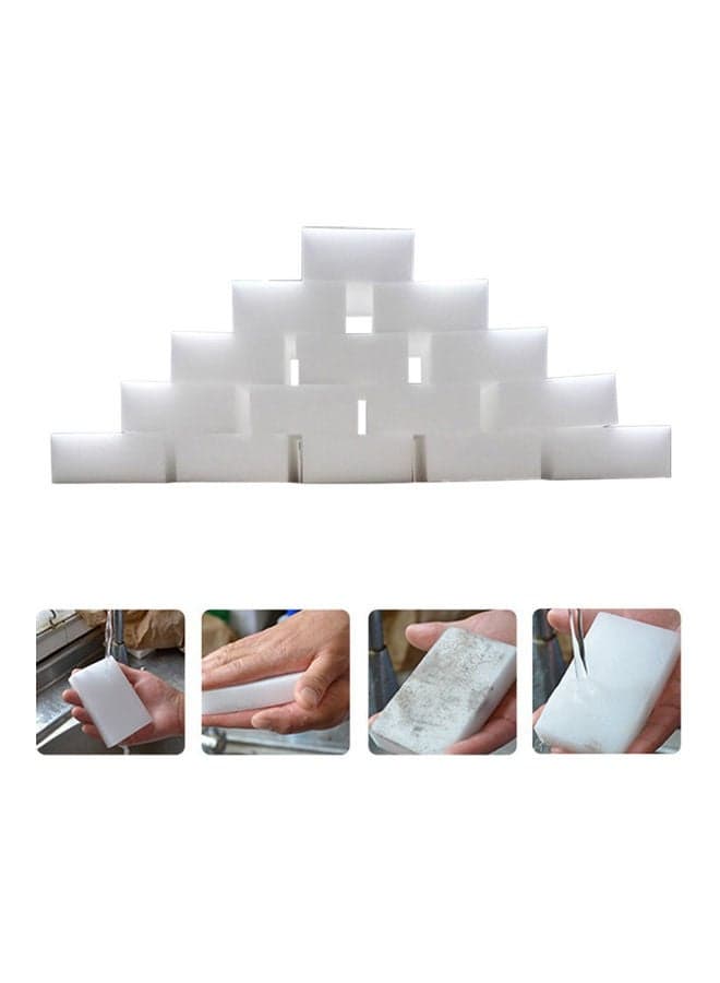 100Pcs Sponge Pad Car Dish Washing Cleaner Kitchen Bathroom Cleaning Tools white 20*10*20cm