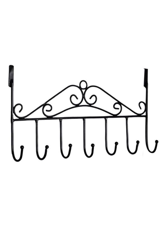 Bag Towel Coat Clothes Hat Over Door Hanger 7-Hook Bathroom Hanging Rack Holder Black 20*10*20cm