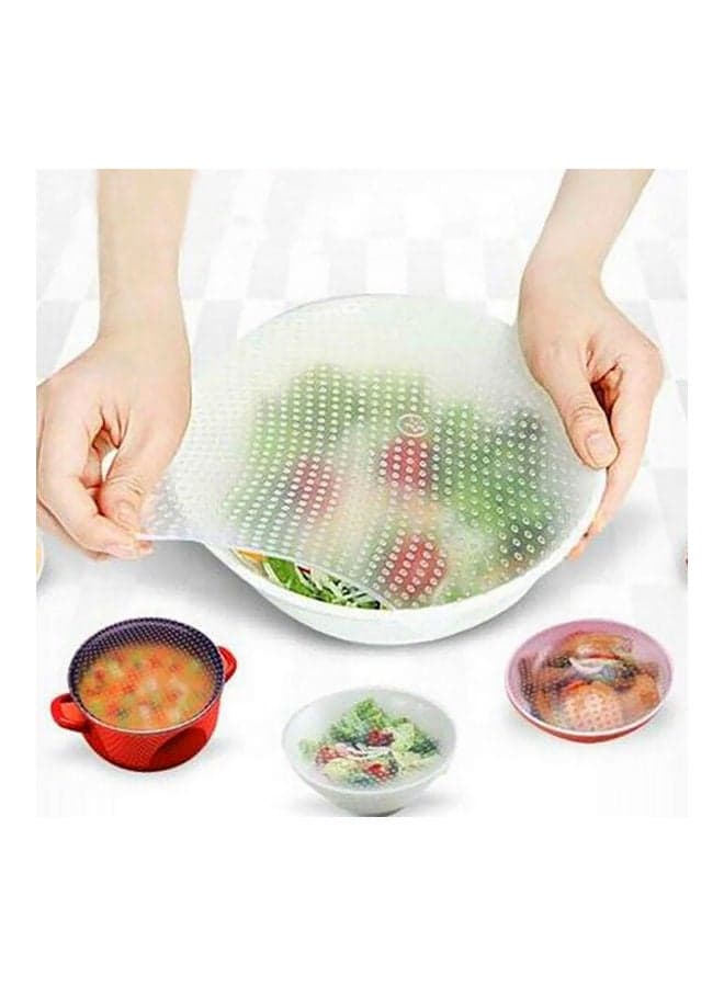 4 piece Reusable Silicone Food Storage Covers Set white 19.5x1x19.5cm