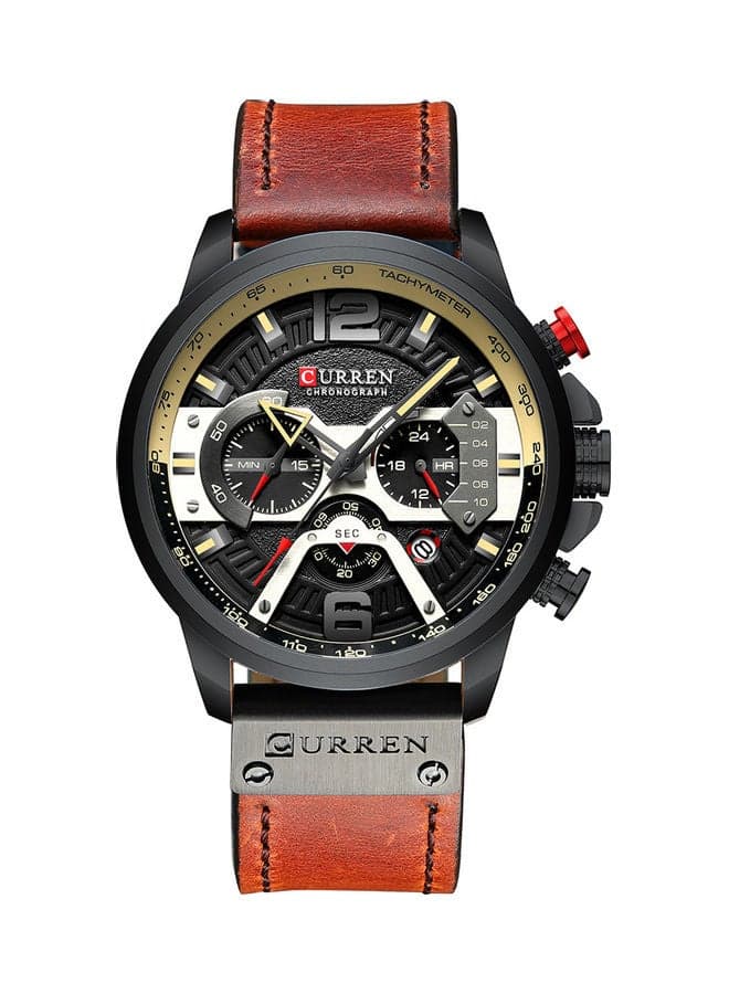 unisex CURREN 8329 quartz watch with black case and brown band