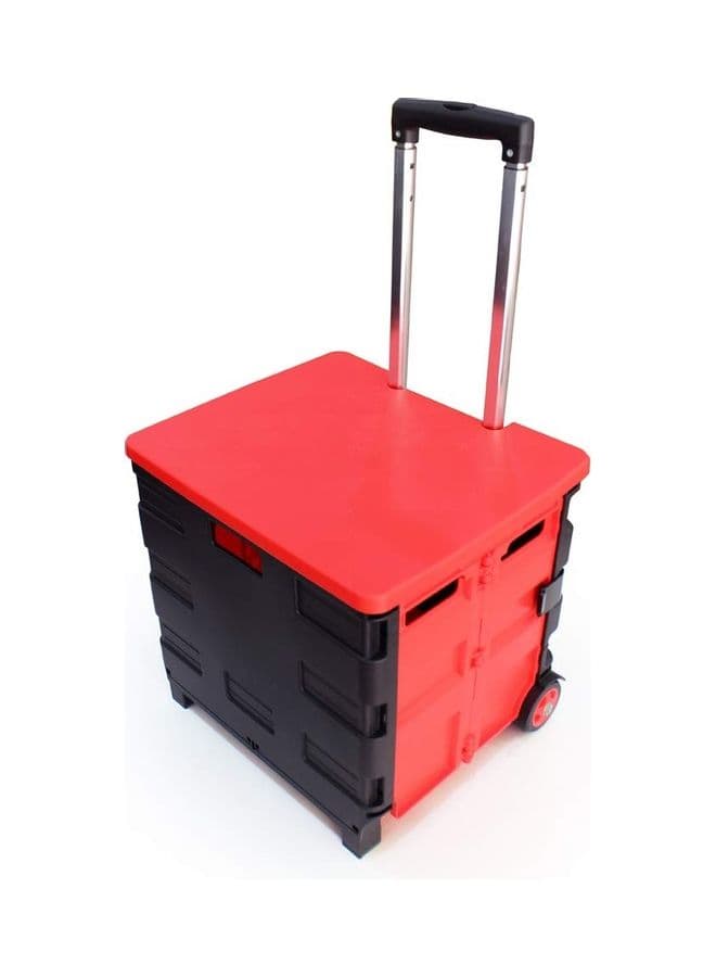 25kg Folding Shopping Trolley Storage Boot Cart Box (Red/Black) Red 38x36x8cm