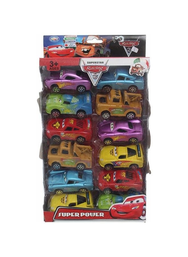 12-Piece 2 Super Star Super Power Racing Cars Set