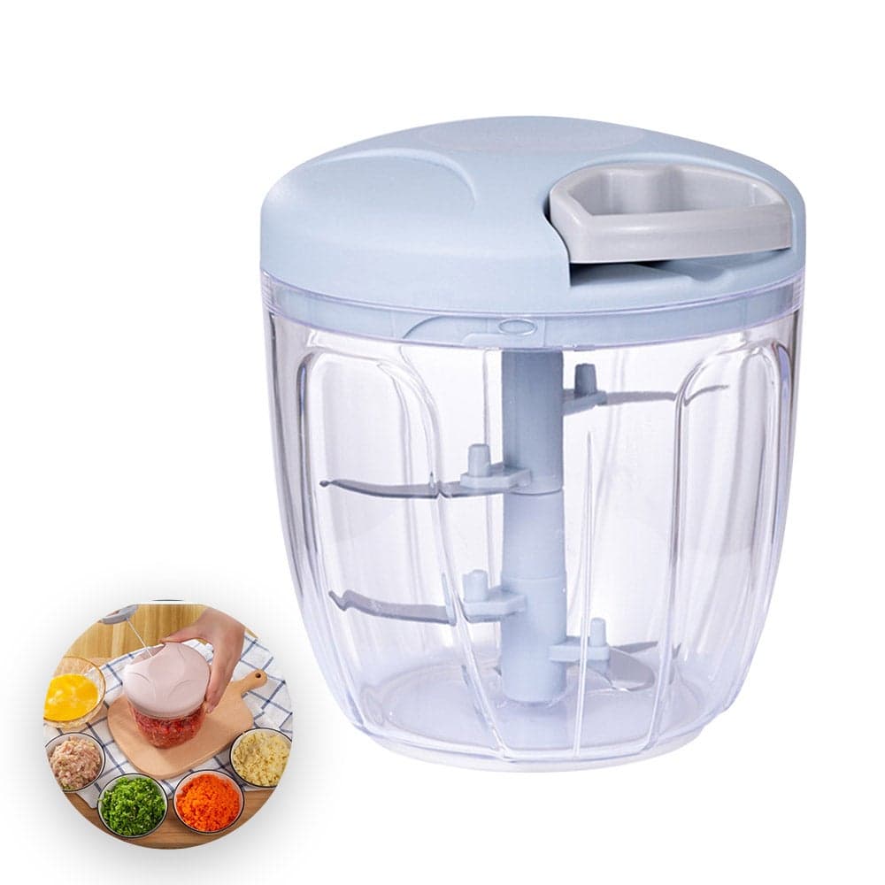 900ml Manual Food Chopper Blue/Clear 12.5 x 12 x 12cm