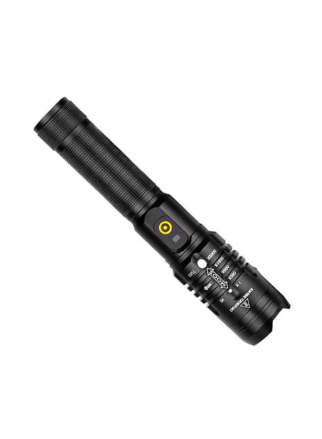 USB Charging Input And Output Bright Flashlight Black 17*3.5*2.5cm