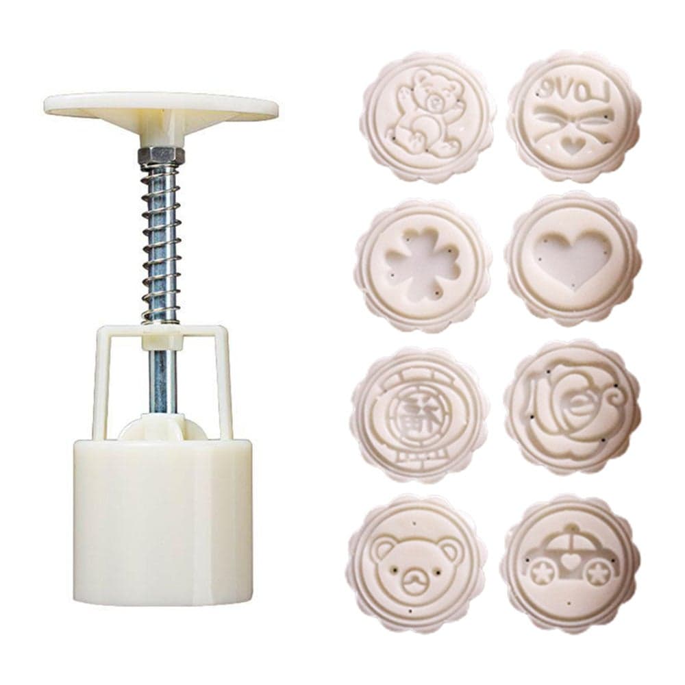 Domestic Use Hand Pressure Type Non-Stick Eco-Friendly ABS Mooncake Making Mould White 14*5*5cm
