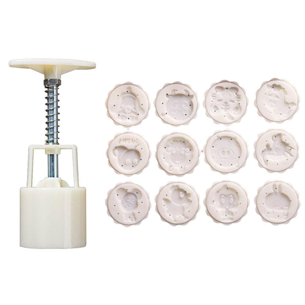 Domestic Use Hand Pressure Type Non-Stick Eco-Friendly ABS Mooncake Making Mould White 14*5*5cm