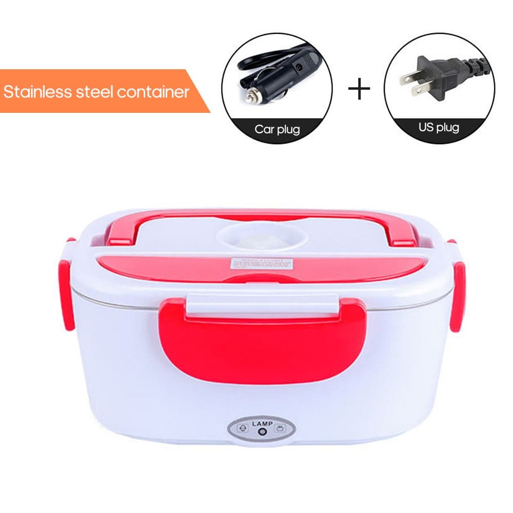 Multi-functional Portable Electric Heating Lunch Box With Removable Stainless Steel Container Red 23.8*10.8*17cm
