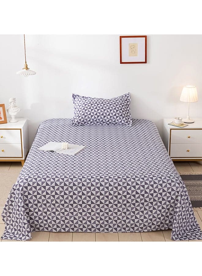 2-Piece Printed Bedsheet Set Double Size French Microfiber Grey