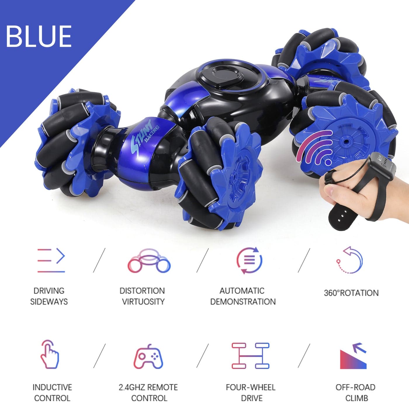 2.4G 4WD Gesture Sensor Control All-Terrain Transformable RC Deformable Electric Stunt Car 42*11.5*25.5cm