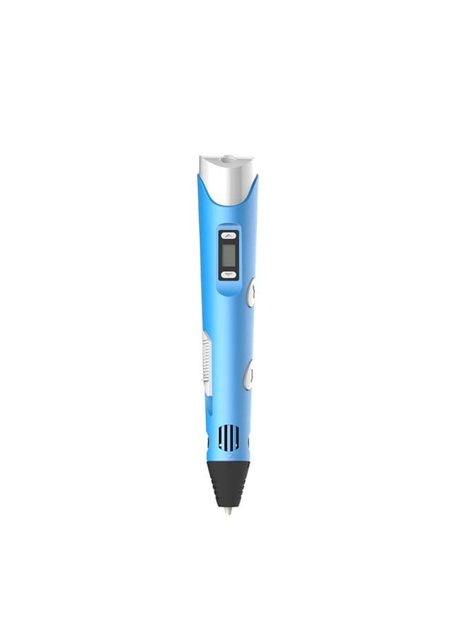 Digital Display Intelligent 3D Printing Pen High Temperature 3D Graffiti Painting Pens with USB Cable Blue