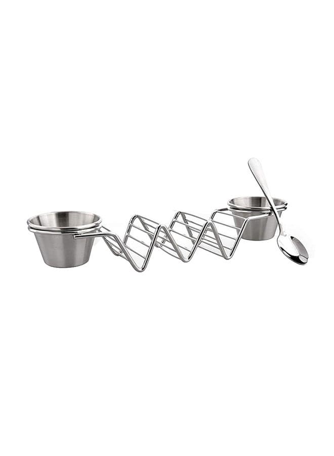 Taco Stand Up Holders With 2 Salad Cup Silver 205grams