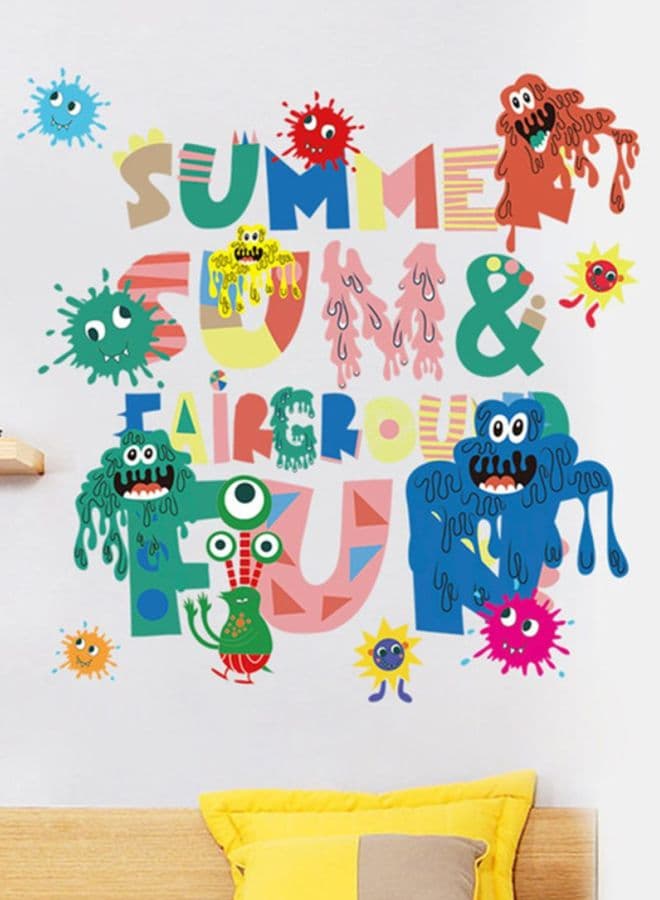 Cartoon Printed Removable Wall Sticker Multicolour 60 x 40centimeter
